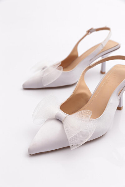 DGN Pm492-K614 Women's Ribbon Detailed Open Back Heeled Shoes