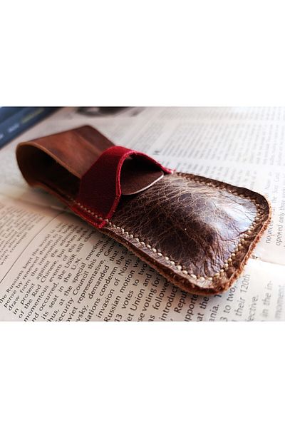 Mahfuz Crazy Hors Genuine Leather Handmade Custom Pen Holder Pencil Case for Your Pens 27cm 6cm W137