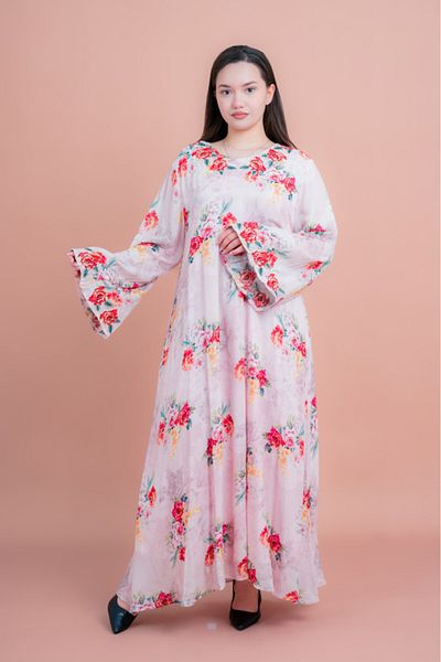 IKKXA Floral Printed Long Sleeve Jalabiya