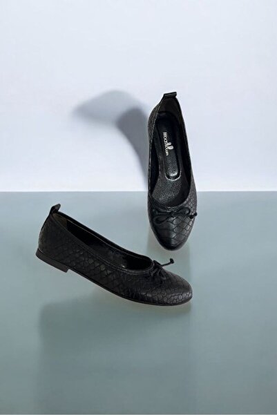 Fitbas 111803 025 Γυναικείες μπαλαρίνες μαύρες δερμάτινες μεγάλου και μικρού ...