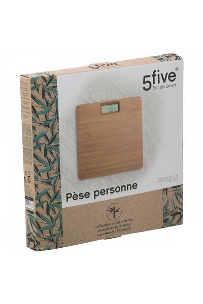 5 five simply smart Bamboo bathroom scale, electronic, 28 x 28 cm