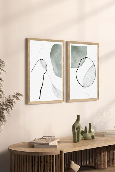 Artavessa Set de pictură MDF cu aspect de cadru din lemn 2 piese 33x48 cm - Model 12