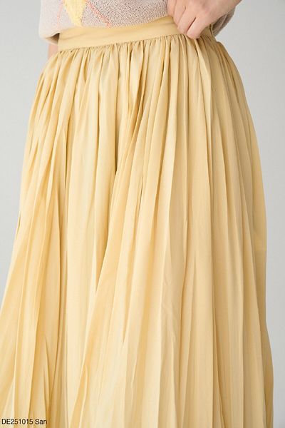 Distimi Women's Yellow Pleated Long Skirt