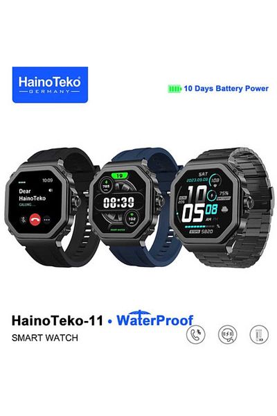 haino teko germany Haino Teko-11 Waterproof Smartwatch with AMOLED Display, Polygonal Appearance, Wireless Charging, and 3 Bands