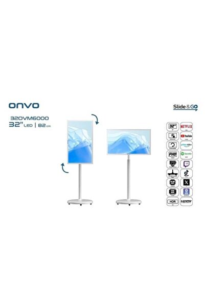 ONVO 32" Dokunmatik 32OVM6000 Ev Ofis Tipi Hareketli 6GB RAM -64GB ROM- Videowall Cihazı Bataryalı B