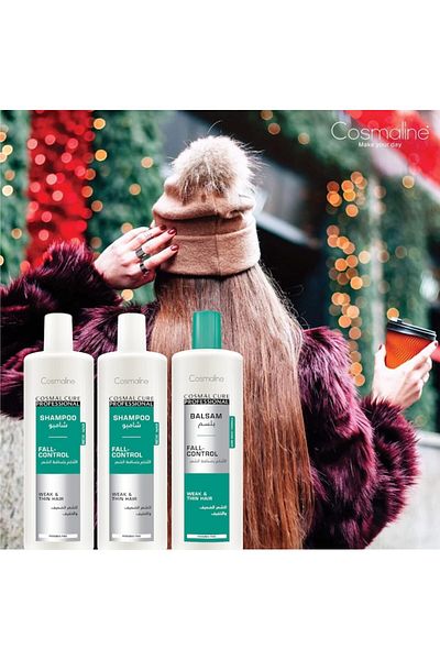 COSMALINE Professional anti-hair loss set, 2x Shampoo 500 ml and Conditioner 500 ml Cosmal Cure, with caffeine