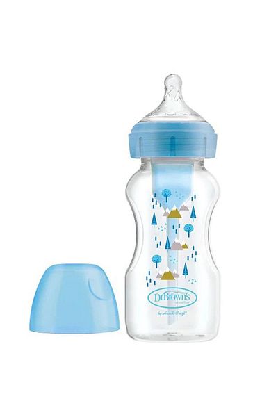 Dr.Brown's Dr Brown's Pp Wide Mouth Options Feeding Bottle 270ml Blue + Happy Paci Pacifier (0-6Months)Set