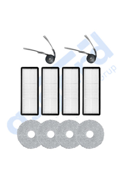 Asgard Grup Roborock Qrevo Curv-Qrevo C Uyumlu 2 Yan Fırça 4 Filtre 4 Mop