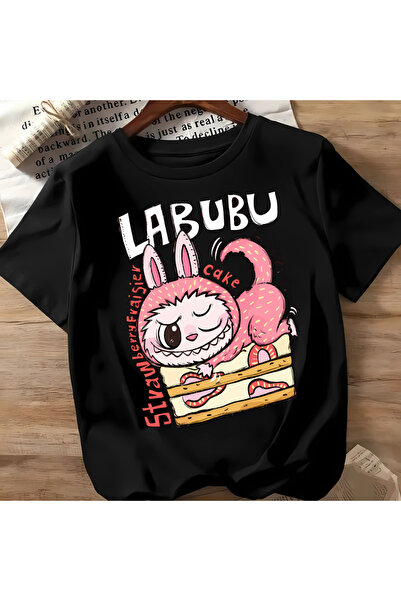 MECH BUTİK Unisex ženska/muška crna/bela majica Labubu Nova Štampano majica T...