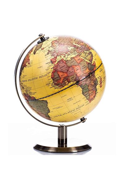 Generic Antique World Globe with Bronze Base – Vintage 360° Rotating Decorative Globe for Home & Office
