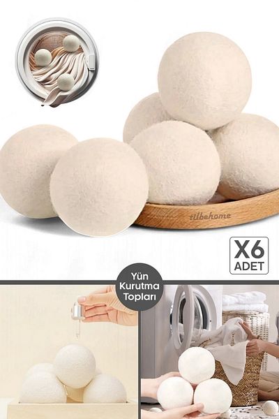 Tilbe Home 6Pcs Laundry Wool Dryer Balls XXL Large Size Natural Softener Laundry Dryer Balls