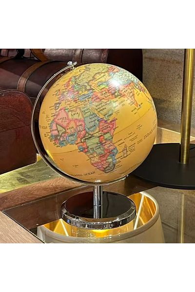Generic Antique World Globe with Bronze Base – Vintage 360° Rotating Decorative Globe for Home & Office