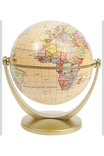 Generic Mini Vintage World Globe with Wooden Stand – Educational Globe for Home Office & Classroom Decor