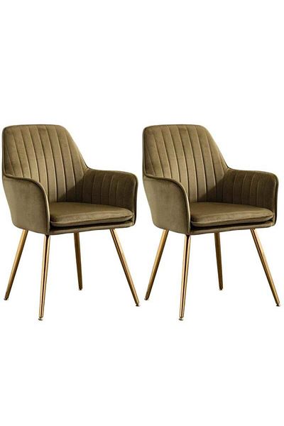 Taimi Set Of 2-Chair Modern With Armrests Padded Seat And Metal Legs For Living Room, Office Room Brown