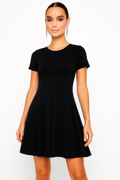 HAKKE Short Sleeve Dress with Pile Detail