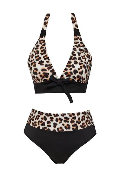 SAILOR moda High Waist Patterned Triangle Bikini Set
