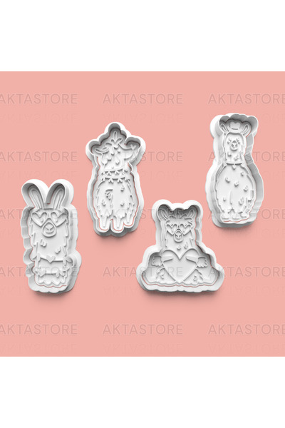 AKTASTORE مجموعة قوالب بسكويت الألبكة وقوالب عجينة السكر مكونة من 4 قطع