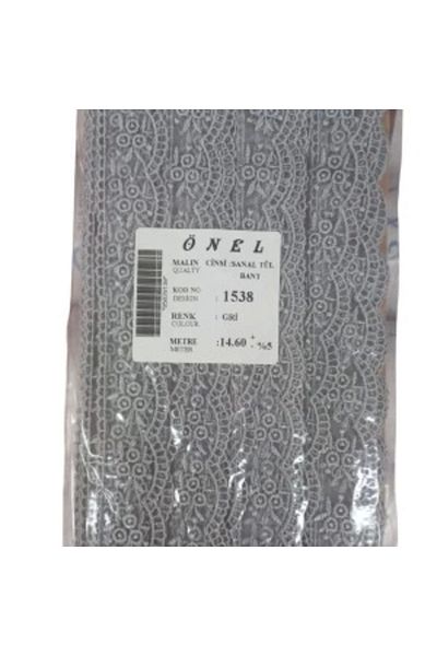MBB ETİCARET Lace Polyester Virtual Tulle Tape Gray 14.60 Meters Width 3 cm On-1538-G
