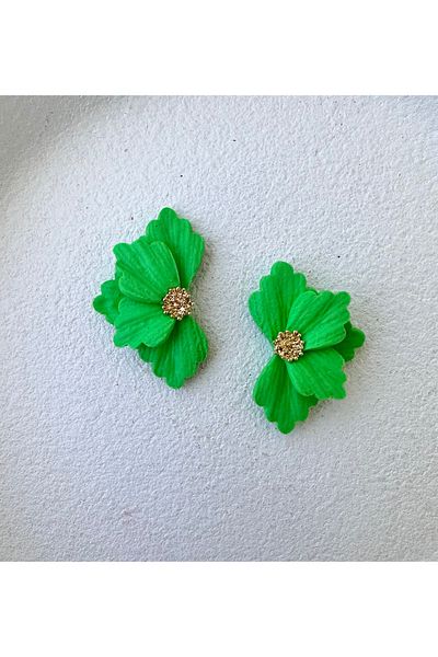 ACCESSORY Green Layered Flower Earrings Design Earrings