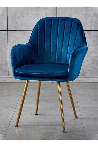 Taimi Chair Modern With Armrests Padded Seat And Metal Legs For Living Room, Office Room Blue