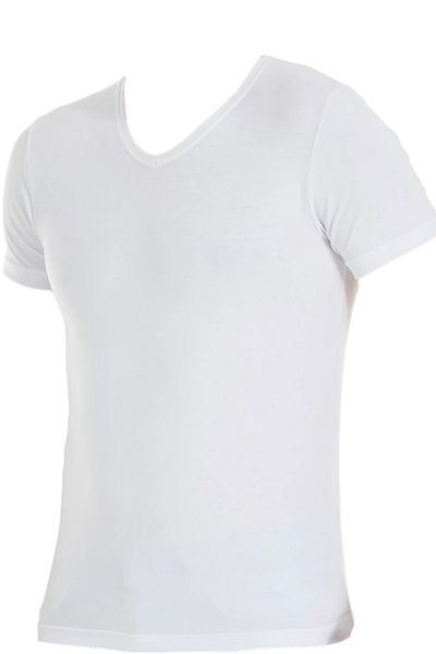 Fanilam Star Short Sleeve V Neck Modal Lycra Men's Singlet 2 Pack - Breathable Stretchy and Natural