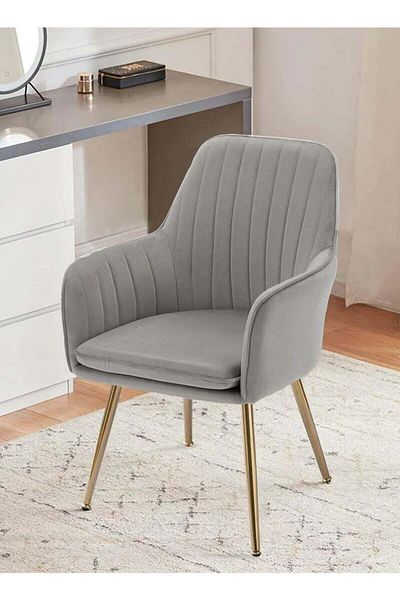 Taimi Chair Modern With Armrests Padded Seat And Metal Legs For Living Room, Office Room Gray