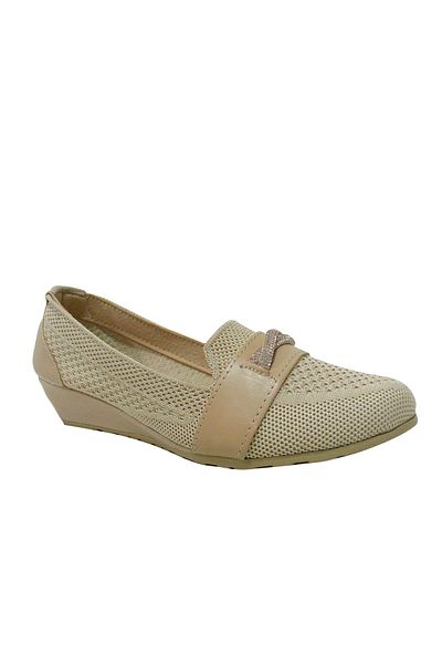 ZEYHAN Beige Cream Diamond Stone Anatomical Wedge Heel Shoes