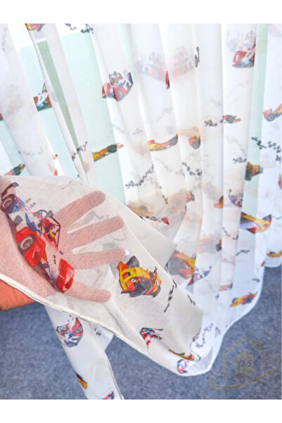 YS PERDE TASARIM Brillant Bambu Race Cars Bebek-Çocuk Odası Arabalı Renkli Mo...