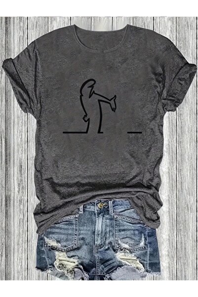 WOODROFFE Γυναικείο μπλουζάκι με στάμπα με λαιμόκοψη Oversize Casual