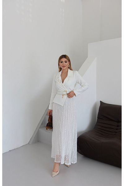 1Moda1Tarz Γυναικείο Εισαγόμενο Ύφασμα Αξεσουάρ Λεπτομέρεια Ζώνη Κάτω Γκαμπούρ Φόρεμα Ειδικού Σχεδιασμού