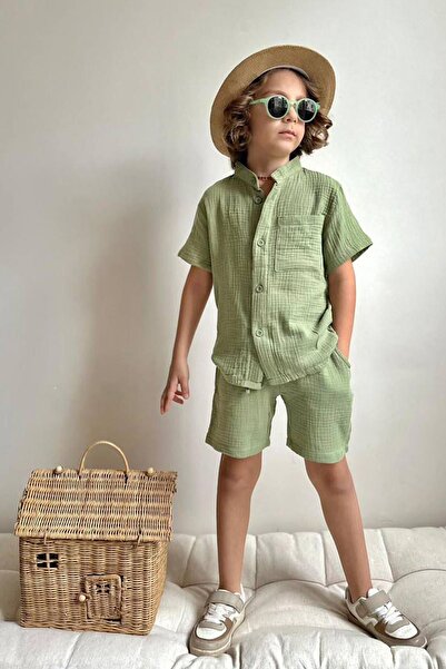 Minigimin Cicileri Costum casual de vară pentru băiat din țesătură de muselin...