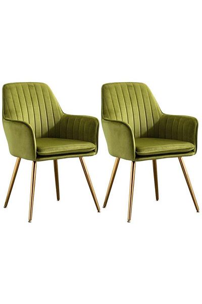 Taimi Set Of 2-Chair Modern With Armrests Padded Seat And Metal Legs For Living Room, Office Room Yellow
