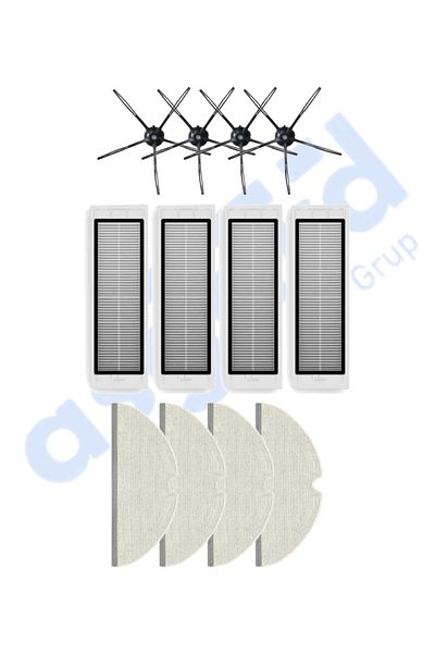 Asgard Grup Roborock S50 – S55 –S5 Max – S6 – S6 Maxv Compatible 4 Side Brushes 4 Filters 4 Mops