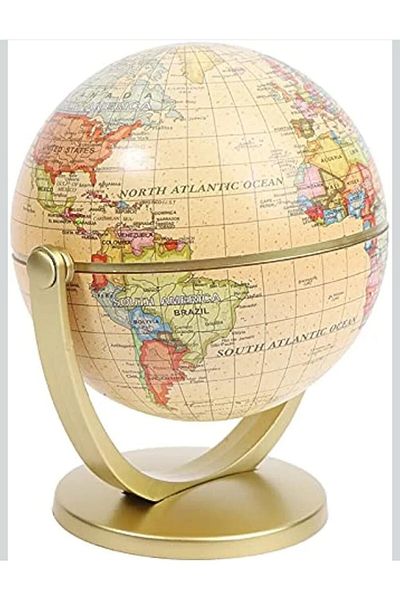 Generic Mini Vintage World Globe with Wooden Stand – Educational Globe for Home Office & Classroom Decor