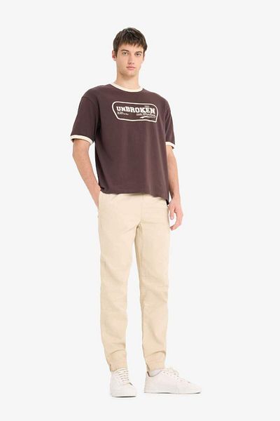 DeFacto New Season 100% Cotton Boxy Fit Crew Neck Printed Short Sleeve T-Shirt