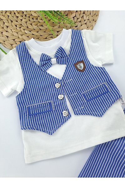 Butik Boy / Baby Double Set T-Shirt Vest Shorts Bow Tie Gift Set Holiday Set