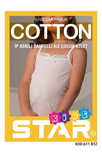 Star 3-Piece Girl's Pure Cotton Corded Clothed Tank Top with Lace Details