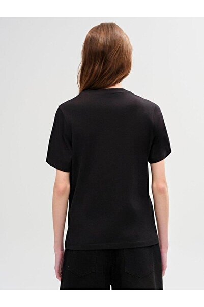 Ltb Sıgn εμπριμέ κοντομάνικο κανονικό μαύρο μπλουζάκι