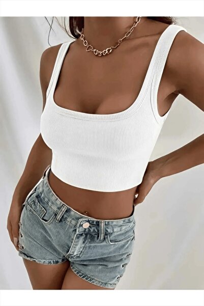 OVER HEAD Women's Thick Strap Plain Crop Blouse