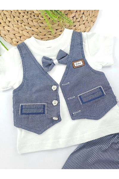 Butik Boy / Baby Double Set T-Shirt Vest Shorts Bow Tie Gift Set Holiday Set