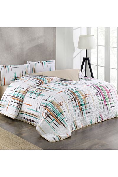Kristal By Taç Crystal Style Green 4 Season Quilted Double Quilt Can Be Placed Duvet Cover Set