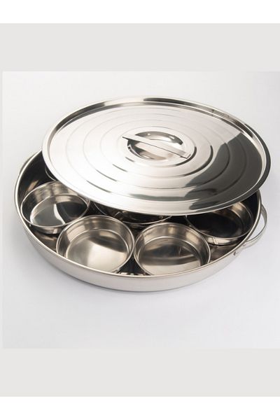 Generic صحن فطور استيل 9 قطع بغطاء
