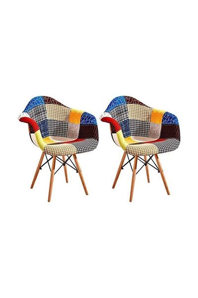 Taimi Pack of 2 Modern Dining Chair Fabric Colorful Armchair For Living room