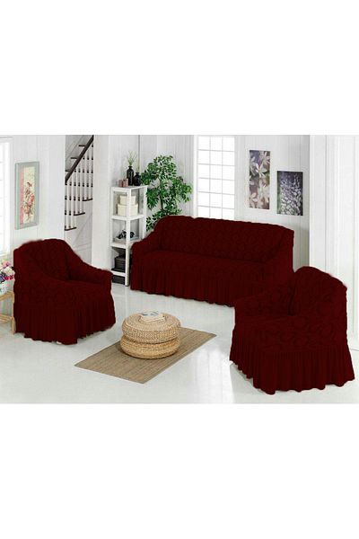 ARTUÇ Jacquard Shal Pattern 3+1+1 Seat Cover with Elastic Skirt Seat Cover Flexible Fabric Stain-Resistant