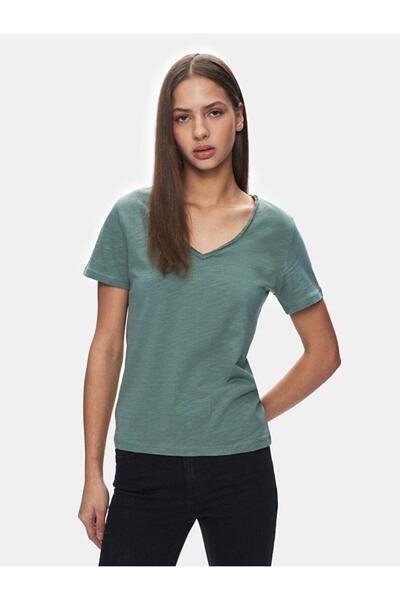 Ltb Дамска тениска с къс ръкав и V-образно деколте Bafese 1225801266089