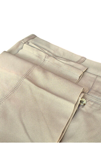 DostumGiyim Men's Brown Classic Linen Trousers Large Size Comfortable Fit Dad
