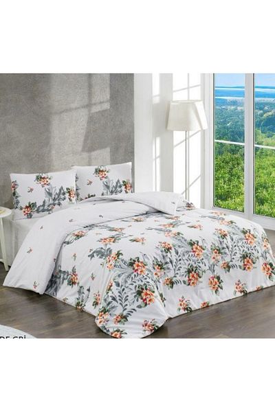 Kristal By Taç Crystal Sera Gray 4 Season Quilted Double Quilt Can Be Placed Duvet Cover Set