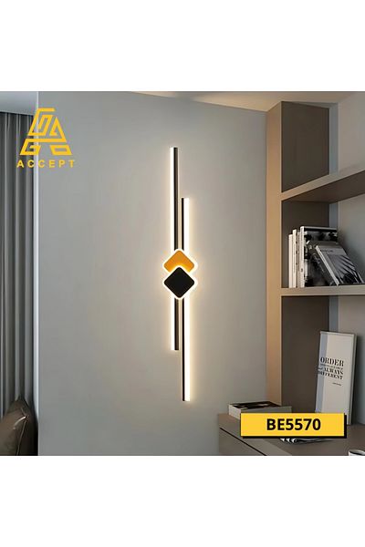 ACCEPT Modern indoor LED wall light, battery, orange and black color, solar light color