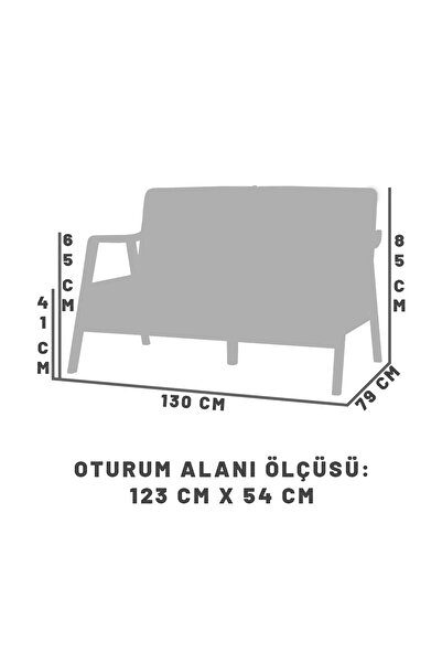 Zem Sevilla Bohem Ikili Kanepe Natürel Ahşap, Gri