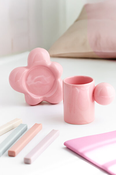 SİNEM YAMAN HOME BULUT PEMBE EL YAPIMI SERAMİK FİNCAN / 100 ML TÜRK KAHVESİ F...